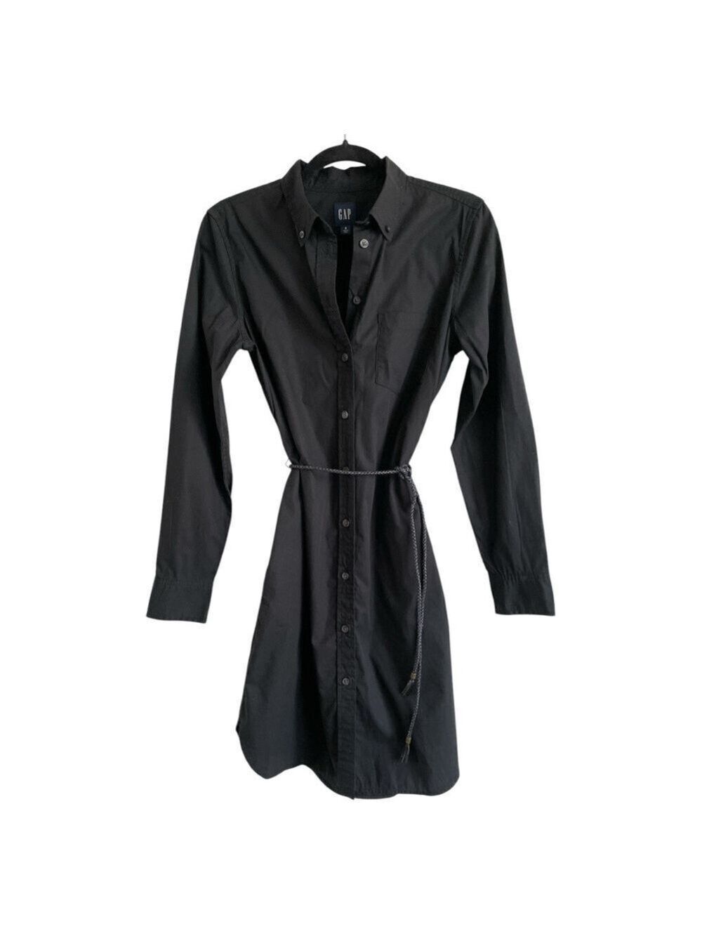 GAP Black Long Sleeve Shirt Dress